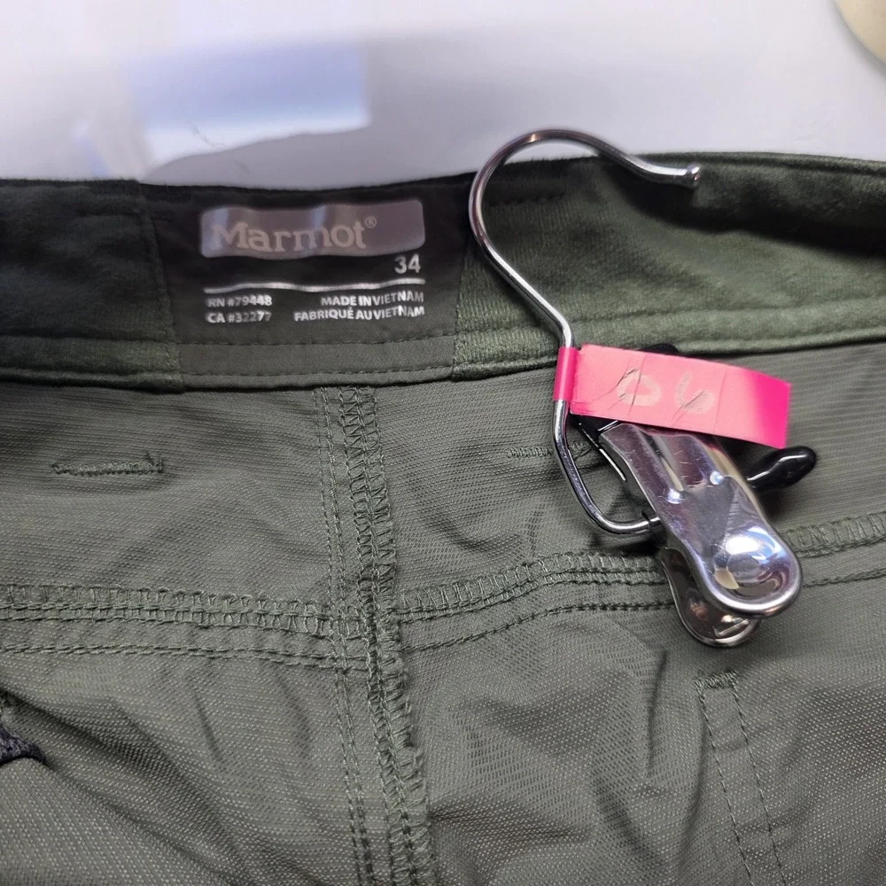 Marmot Hiking Pants Men 34 Khaki Green Stretch Technical Outdoor Gorpcore Cargo